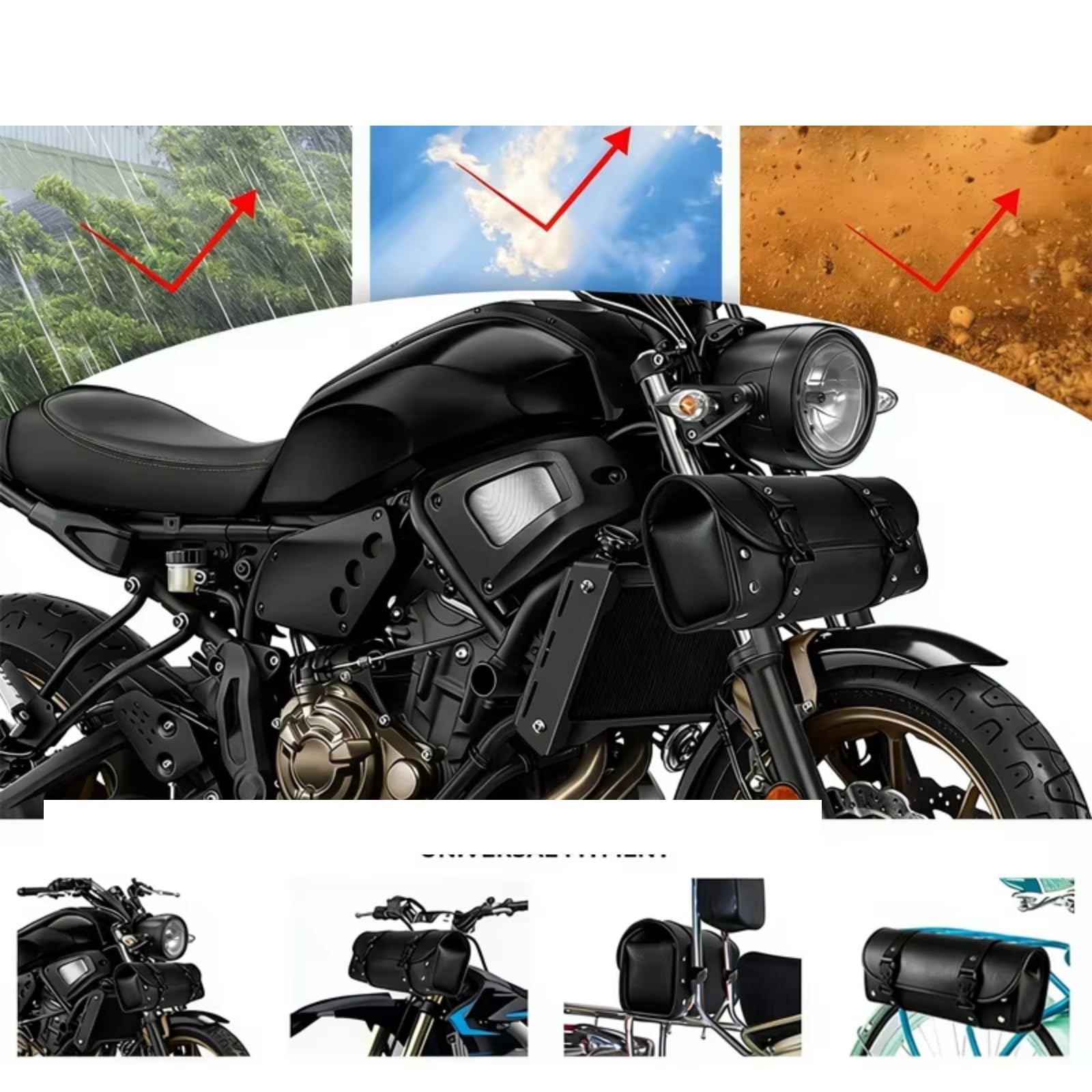 Compatibile Con Yamaha 1 Pezzo Borsa Porta Attrezzi Per Moto PU Impermeabile Manubrio Rotolo Laterale Portaoggetti Borse Accessori Parti Sacche Moto