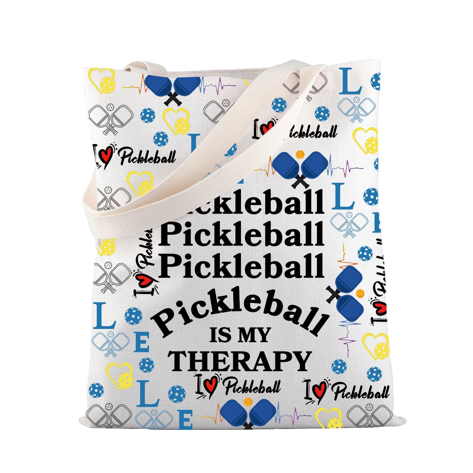 MBMSO Pickleball Tote Bag Pickleball is My Therapy Gifts for Pickleball Lover Pickleball Player Gifts Pickleball Shopping Bag