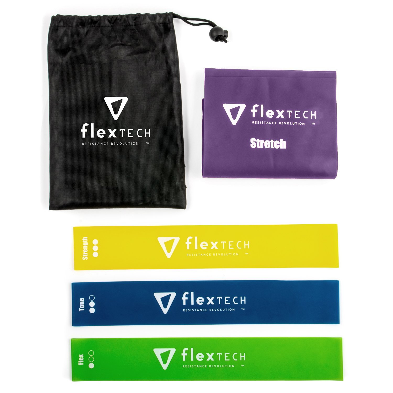 Stretching Bands – Set of 4 Versatile Resistance Bands – Combination of 1 Flat Pilates Band + 3 Loop Bands Makes Them The Perfect Physio Bands – Suitable For All Mobility Levels - Free eBook With 30 Pages Of Exercises + 30 Day Workout Plan