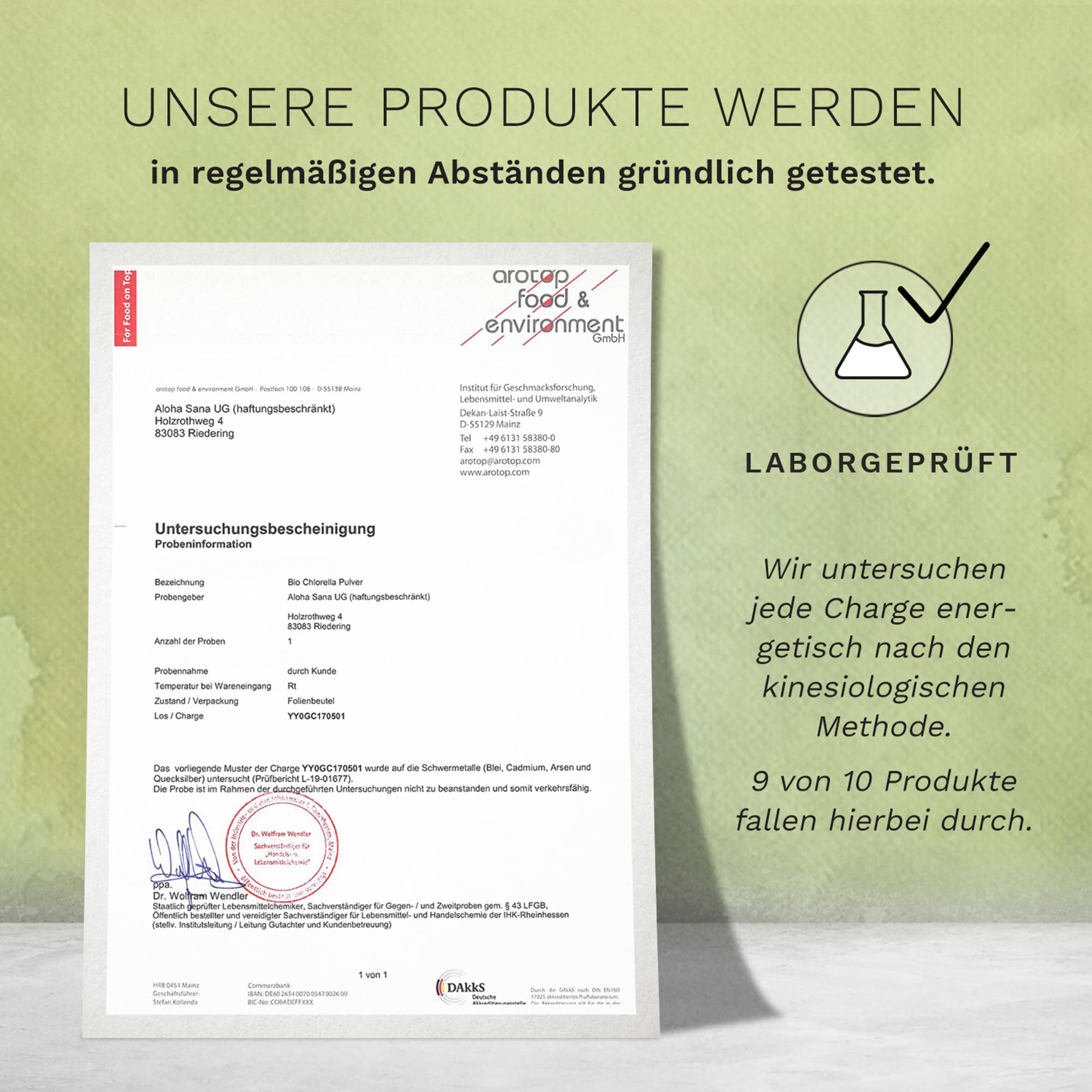 Aloha Sana | Chlorella BIO Presslinge im Ultraviolettglas | 400 Chlorella Tabletten á 400mg | Laborgeprüfte und energetisch getestete Bio Algen | Vegan und ohne Zusatzstoffe