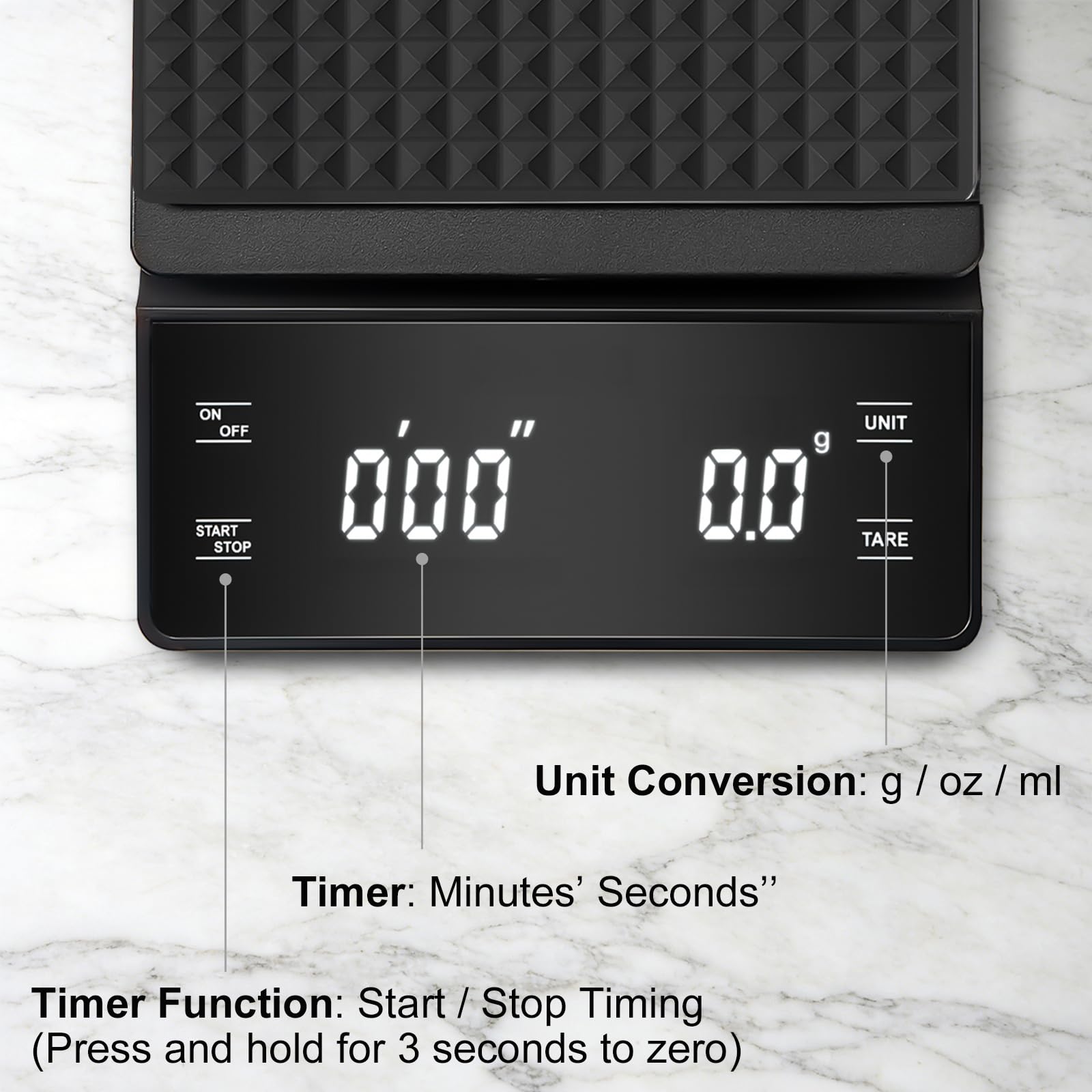 Báscula de café con temporizador, báscula de espresso de alta precisión de 3 kg/0,1 g, báscula digital de cocina para espresso y café vertido (pilas incluidas)