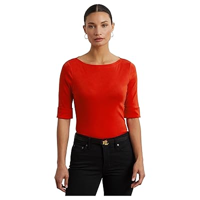 Lauren Ralph Lauren Petite Stretch Cotton Boatneck T Shirts Women