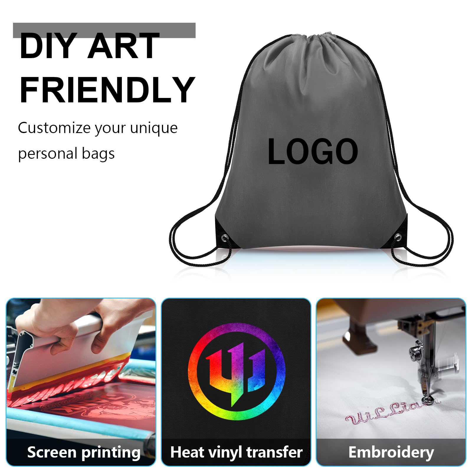 Grneric Rucksack mit Kordelzug, Nylon, für Fitnessstudio, Party, Ausflug