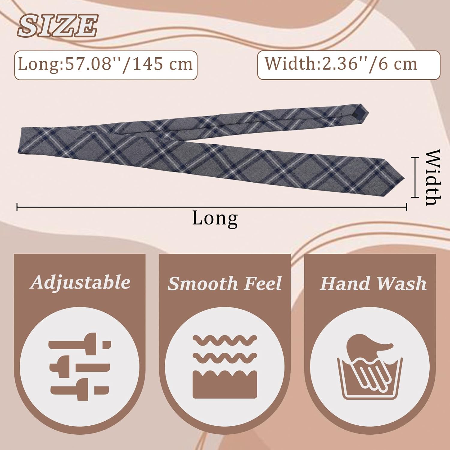 Plaid Ties for Men, Adjustable Skinny Mens Tie Polyester Men's Neckties for School Wedding Formal Banquet Business - Image 5