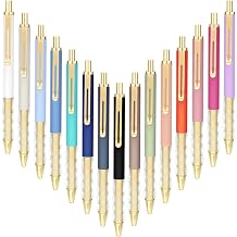 Aozora Ballpoint Pens Black Ink Medium Point with Super Soft Grip Retractable Ball Point Pen 1.0mm Office Decor School Supplies 15pcs-GOLD