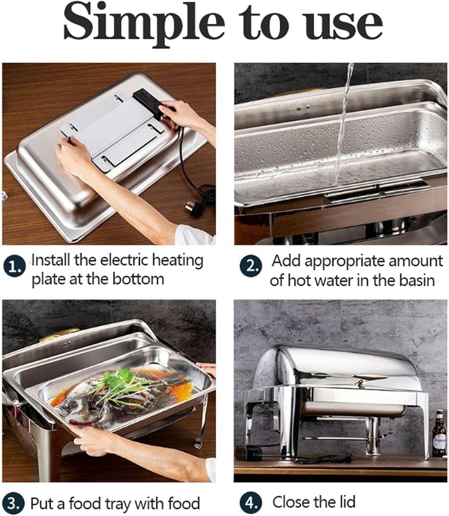 Scaldavivande con Coperchi, Scaldavivande Elettrici da 9 Litri per Feste e Buffet, Server da Buffet in Acciaio Inossidabile per Matrimoni o Feste a Buffet - Mantieni il Cibo Caldo Tutto il Giorno