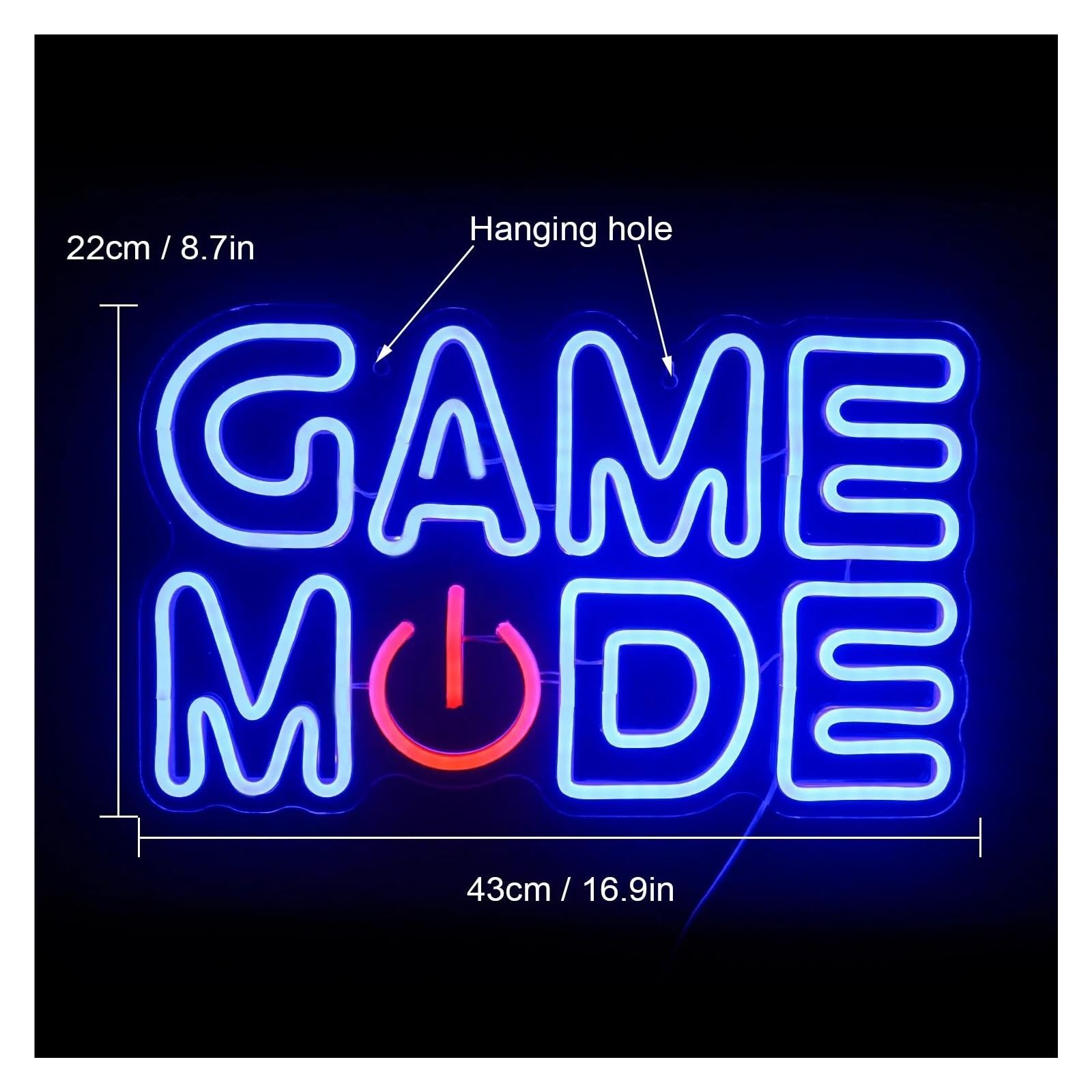 Insegna al Neon LED Insegna Al Neon Game Mode Per Decorazioni Murali Sala Giochi Camera Da Letto Di Casa Area Videogiochi Luci A Led Dimmerabili 43x22cm