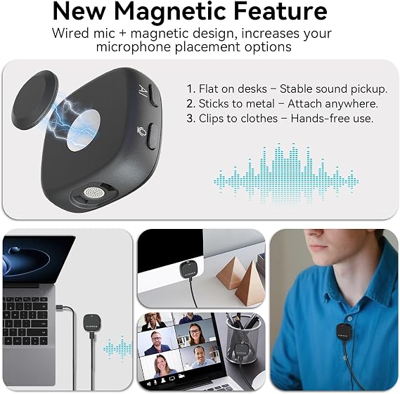 AIRHUG Computer Mic with Magnetic USB Microphonle