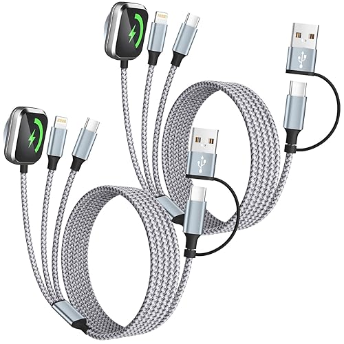 Miniatura 13 de Cable de carga 4 en 2 para cargador Apple iWatch con 3 puertos tipo C, Travel Essentials USB C Splitter cable de carga múltiple para iWatch Gris