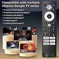 Vista 2 de Reemplazo de control remoto por voz para Hisense Smart Google TV, compatible con Hisense QLED UHD Mini-LED ULED Google TVs