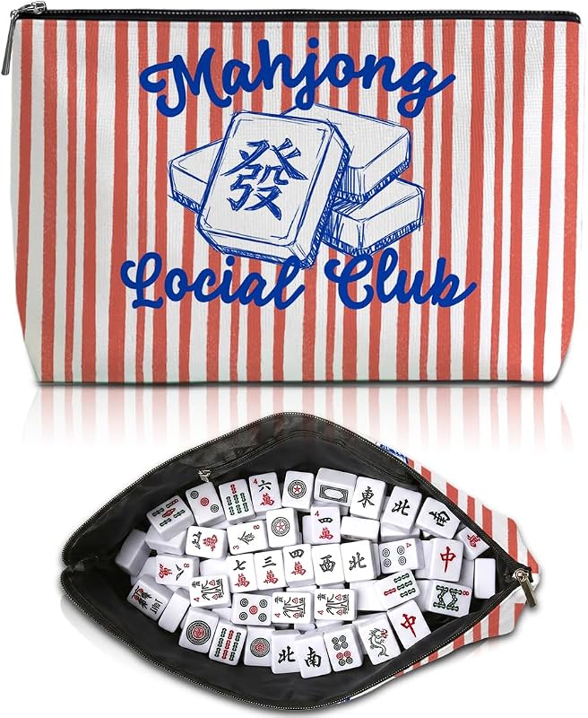 Bolsa organizadora Blue Leaves para peças de Mahjong e maquiagem, com zíper, Multicolor 1492, 1 unidade