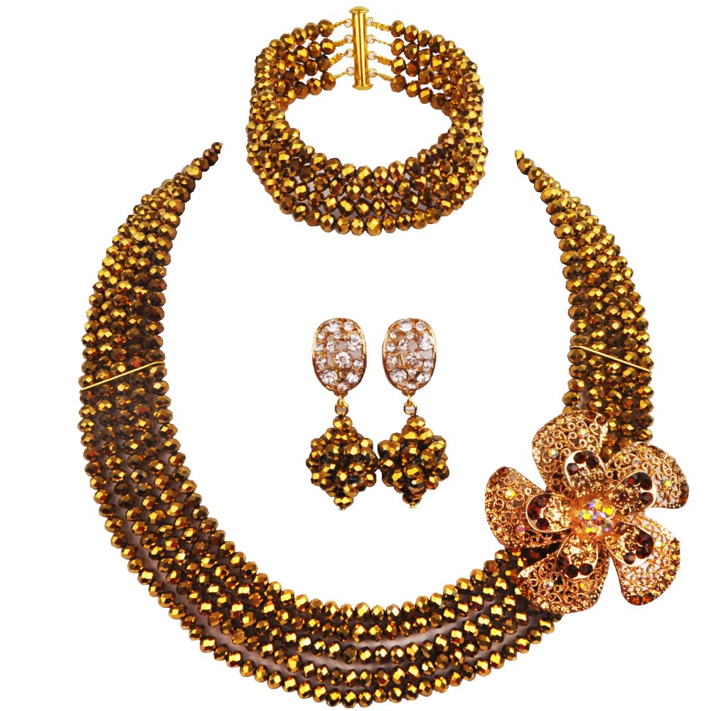 aczuvClassic African Beads Jewelry Set Nigerian Wedding Bridal Bridesmaids Jewelry Sets