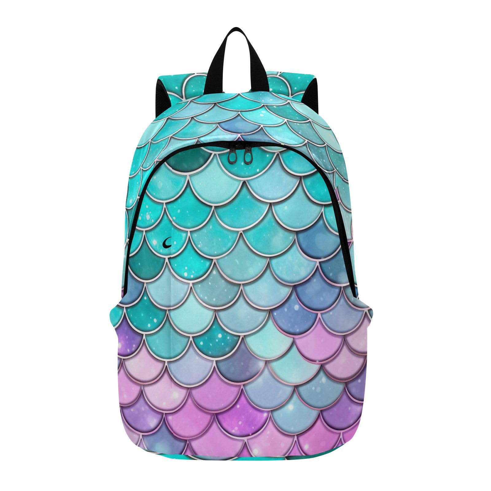 MCHIVER Travel Backpack Colorful Mermaids Scales Casual Daypack Backpacks Lightweight Carry on Bag Water Resistant Hiking Backpack for Men and Women