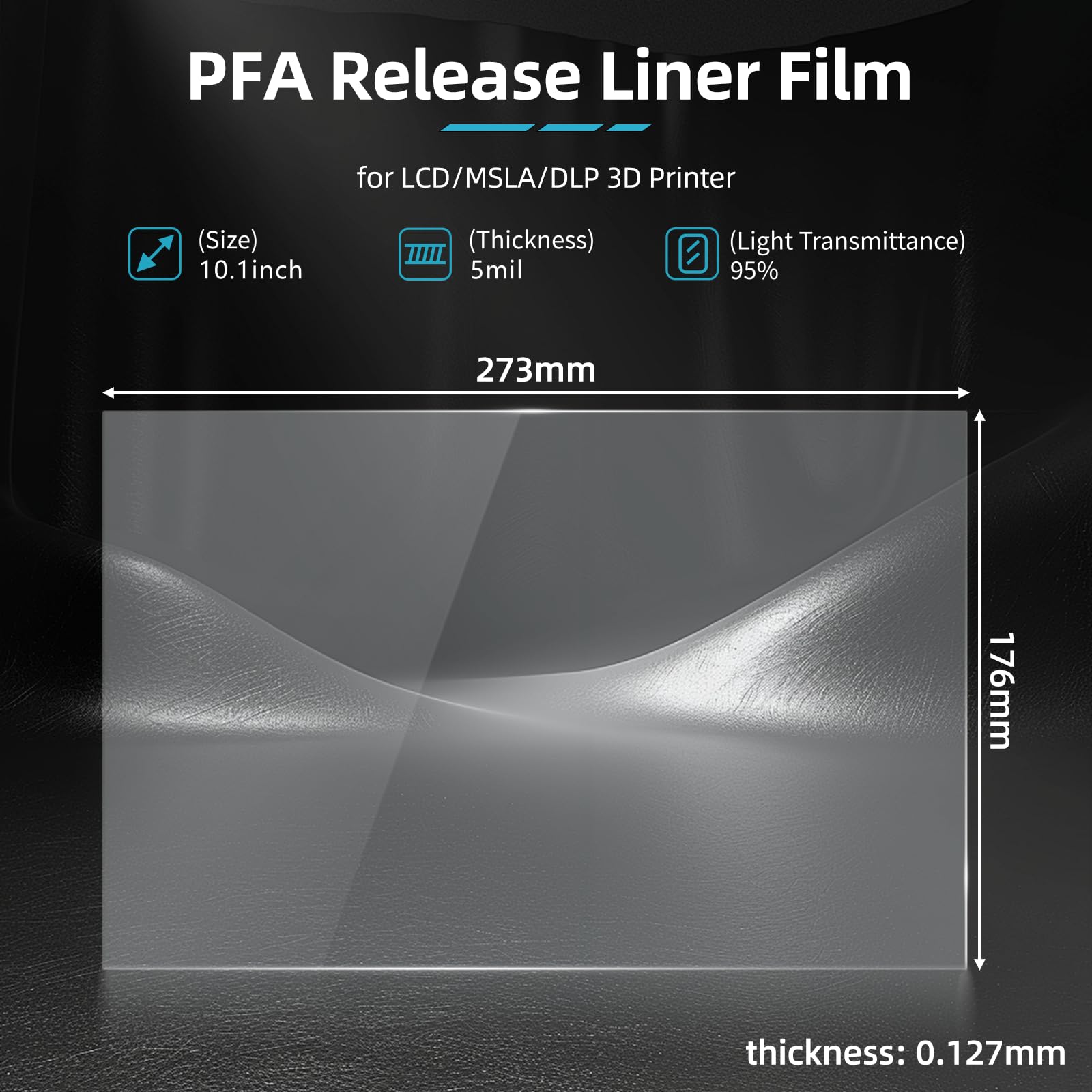 5 SZT. Folia Saturn 4 Ultra PFA Release Liner Film 273x176mm Kompatybilna z Elegoo Saturn 2/3/4/4 Ultra/4 Ultra 16K Resin 3D Drukarkami, Grubość 0,127mm, Wysoka Przepuszczalność Światła & Wysoka