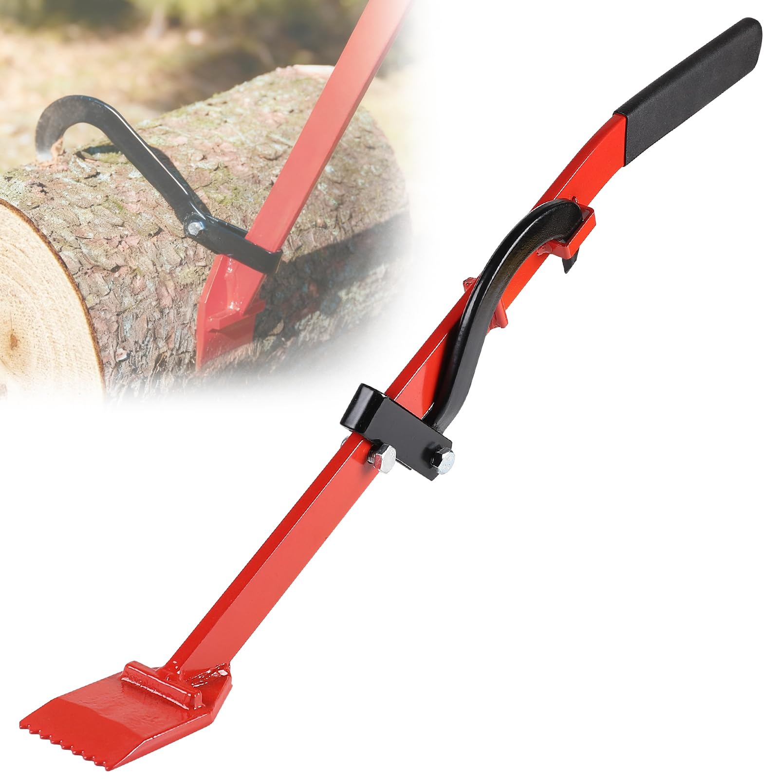 EFUTURETIME 80cm Levier d'abattage avec Crochet Courbé, 150 KG Capacité de Charge, Aide-Abattage Universelle et Maintien Tronçonneuse pour Rouler, Couper, Soulever Bûches, Rouge
