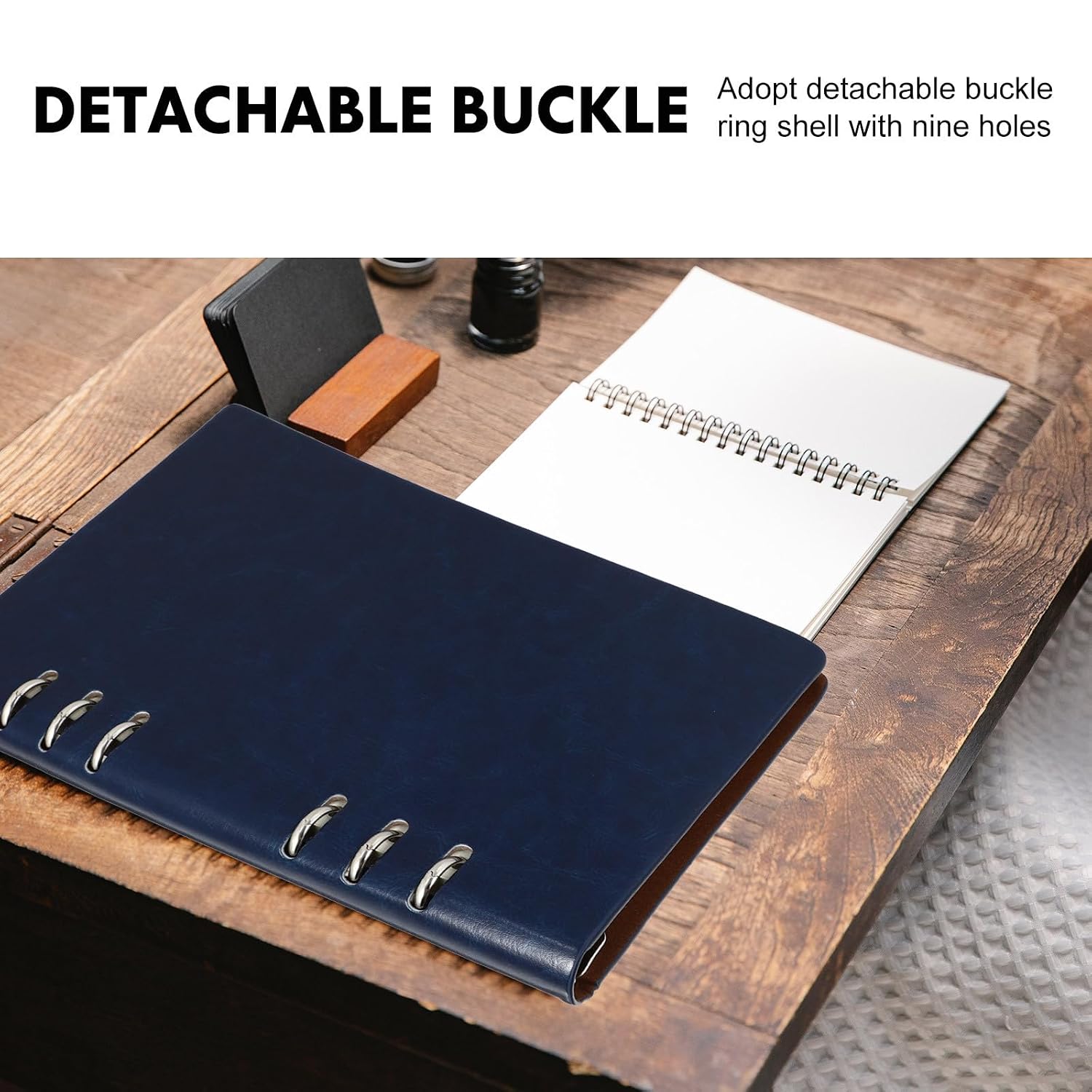 MOLUCKFU A5 Creative Notepad with Detachable Pages for Students and Office Use, Blue Minimalist Writing Book for Study and Schedule Management