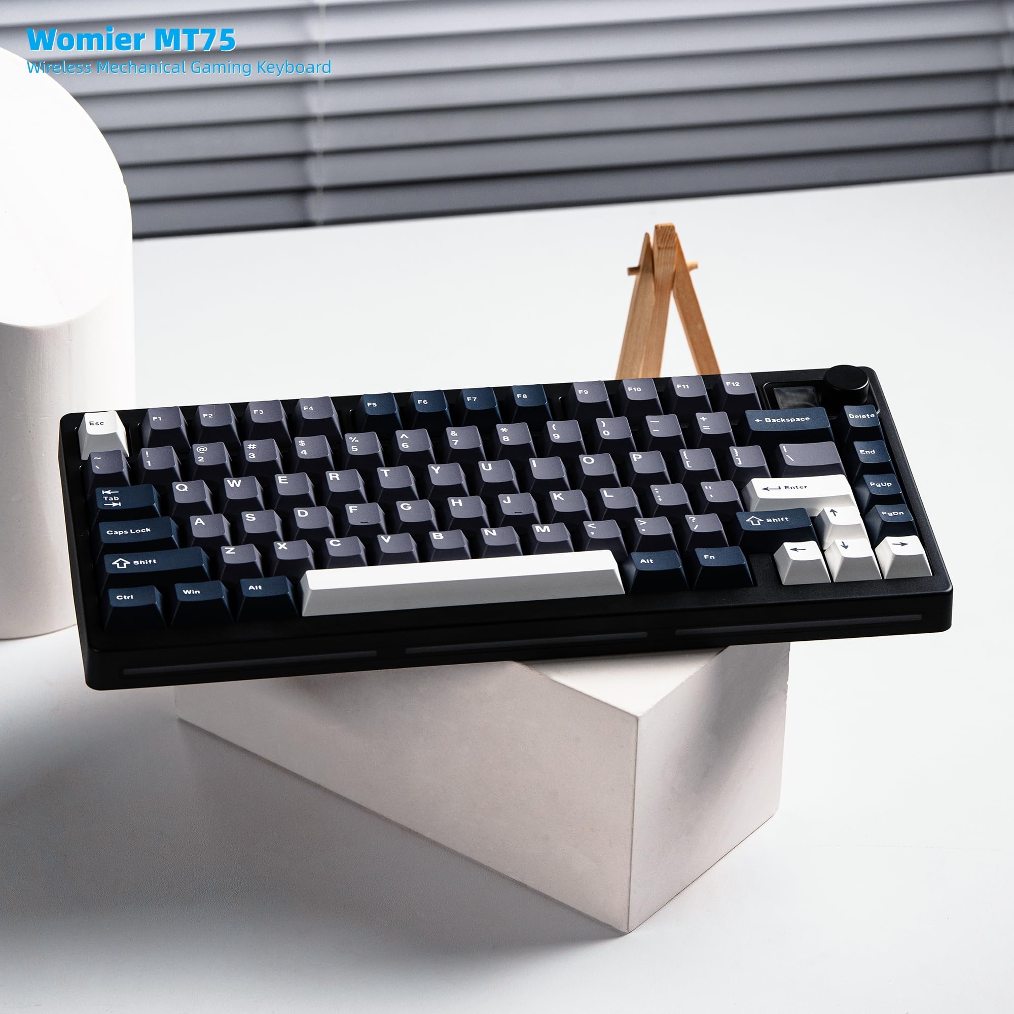Womier Teclado 75% QMK/VIA, teclado inalámbrico cremoso para juegos, aluminio CNC, teclado mecánico de tres modos con batería de 8000 mAh, retroiluminación RGB intercambiable en caliente personalizada