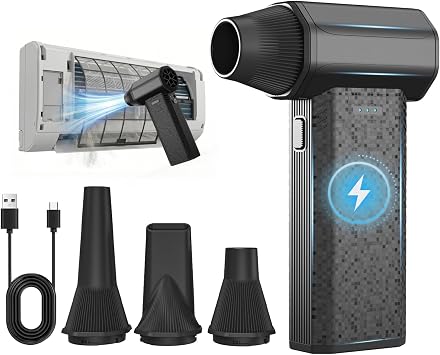 Compressed Air Duster, 110000RPM Electric Air Duster 240-Min Max Runtime & 2.5H Fast Charging, 3-Speed Rechargeable Mini Blower for AC, Keyboard, PC, Car, Home, Outdoor