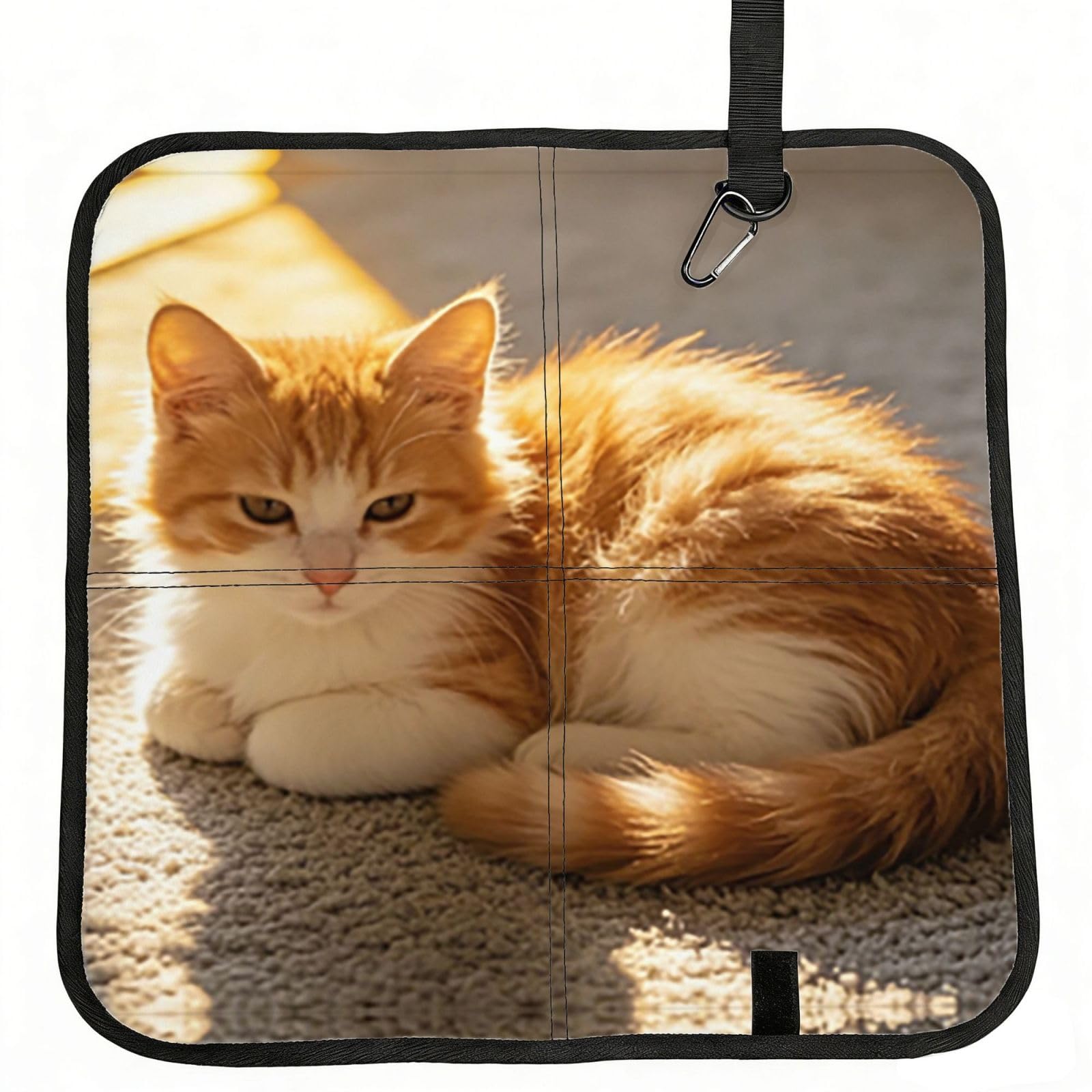 DUYIOKH Sunny Cat Print Foldable Portable Seat Cushion for World Cup Games, Camping and Outdoor Activities
