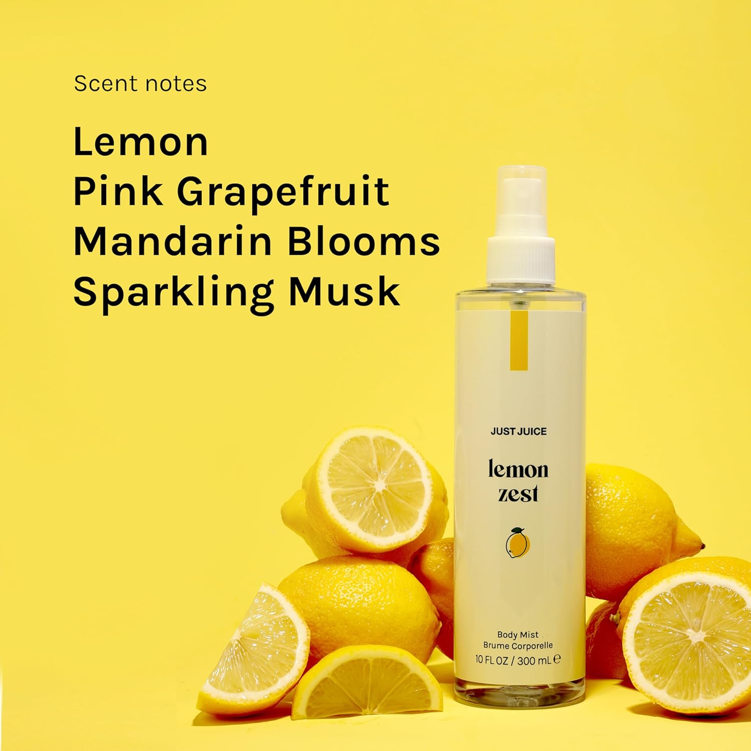 Just Juice Lemon Zest - Bright Fruity Floral Body Spray for Women and Men - Lemon, Grapefruit, Mandarin Body Mist for Women and Men - 10.14 oz - Image 3