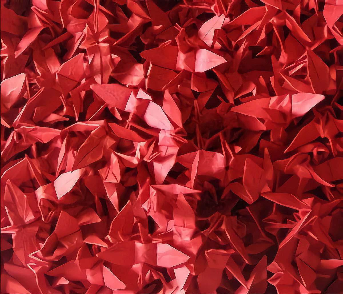 Kingsnow 100 PCS Red Origami Paper Crane Folded Hand-Made DIY Crane for Wedding Party Baby Shower Background Decoration, Symbol of Love, Happiness, Good luck