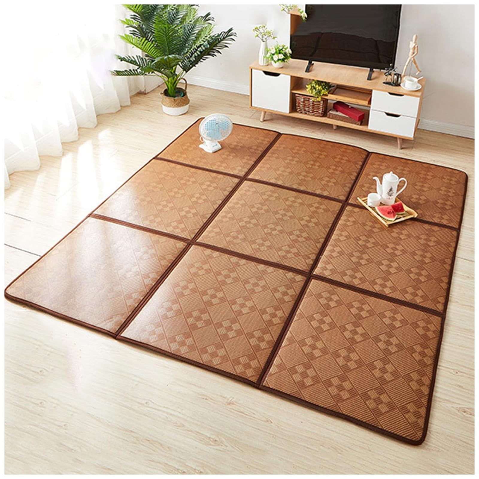 Tapis en rotin japonais pliable rafraîchissant et antidérapant pour le sol