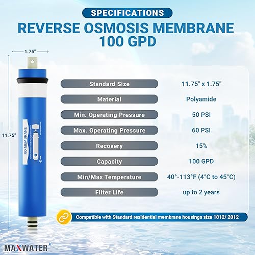Miniatura 10 de Max Water Reverse Osmosis Max RO Sistemas de filtro de agua Membranas