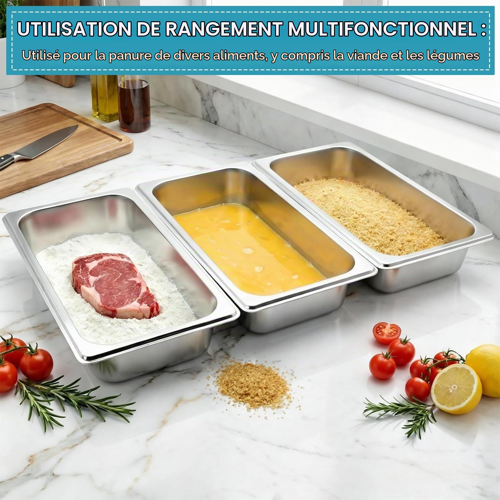 Lot de 3 Bac de Cuisson en Inox 32,5 x 17,5 x 6,5 cm Plateau Inox pour Pâtisserie Gratin Frites