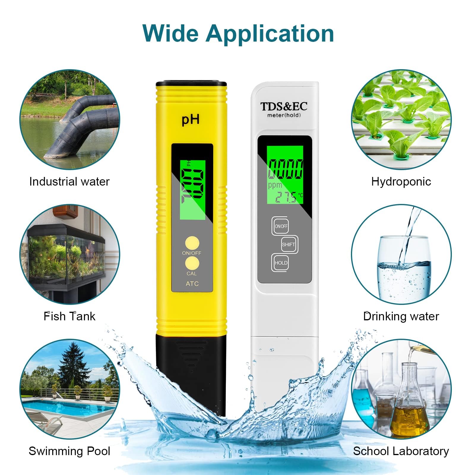 Flintronic PH/TDS/EC/Temp 4 w 1 miernik jakości wody z LCD i podświetleniem do basenu i spa