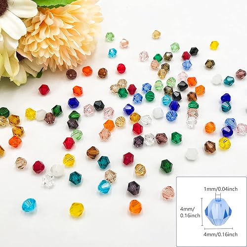 Miniatura 10 de JEBBO 4800 cuentas de cristal de bicona de 0.11 pulgadas, pequeñas cuentas de vidrio facetadas a granel para hacer joyas, manualidades, pulseras,