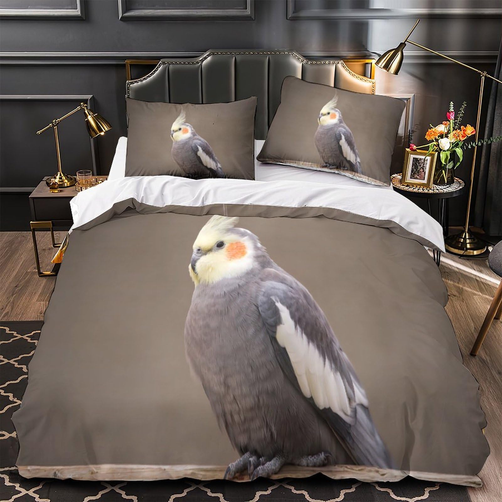 Parure de lit calopsitte hypoallergénique et housse de couette super douce