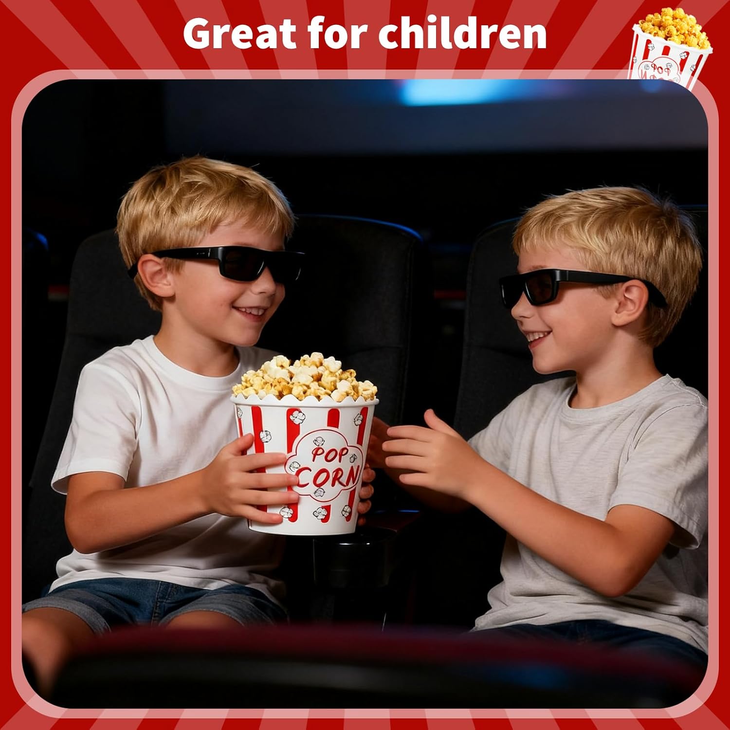 12 Pcs Plastic Popcorn Containers with Red Scoop 75 Oz Reusable Plastic Buckets Retro Style Popcorn Bowl Boxes Set for Movie Theater Night