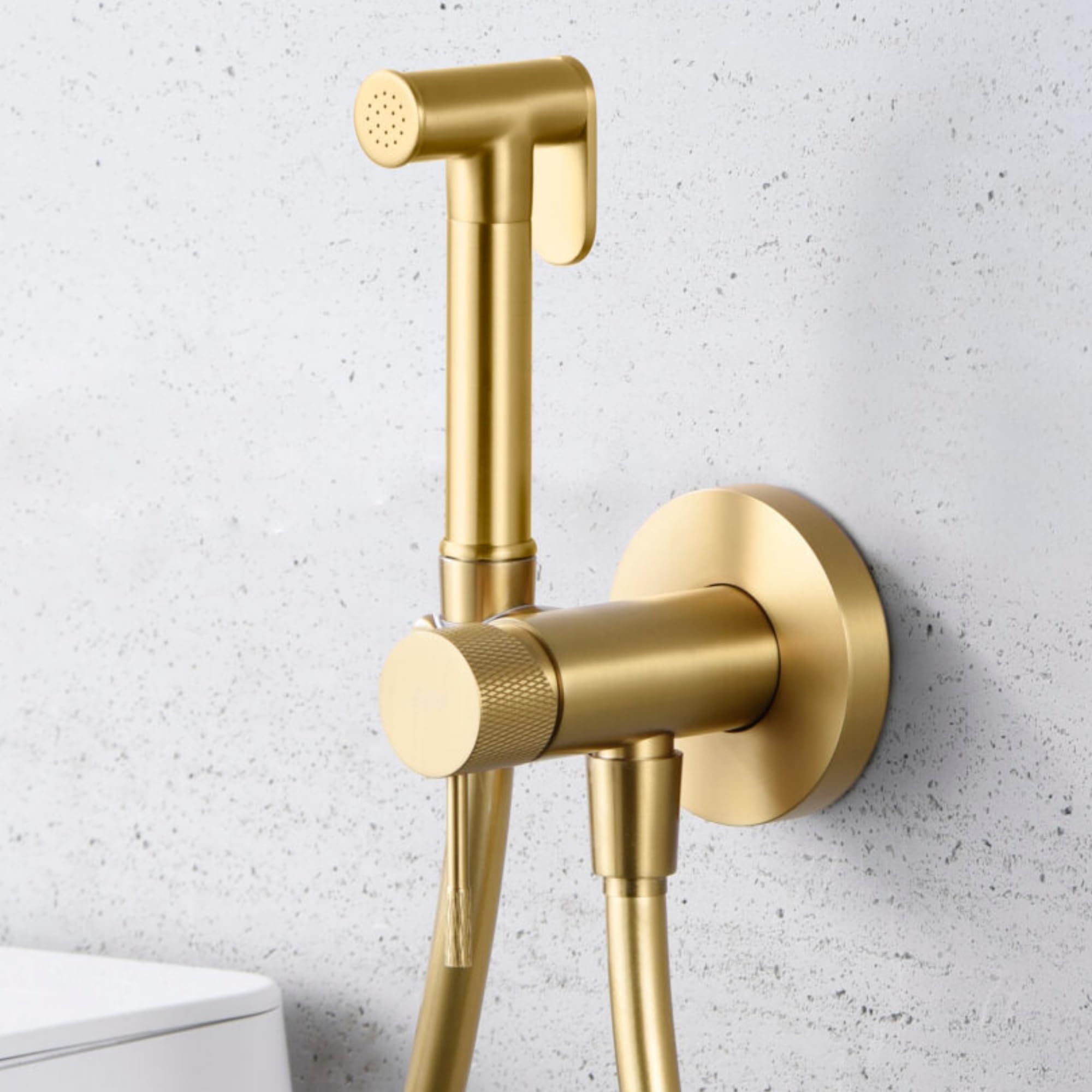 IMEX - Bidet bateria do zabudowy do toalety, prysznic bidet, zimna i gorąca woda, higieniczna głowica prysznicowa do toalety bidet, spryskiwacz bidet, zamiennik bidetu, łatwa instalacja (szczotkowane