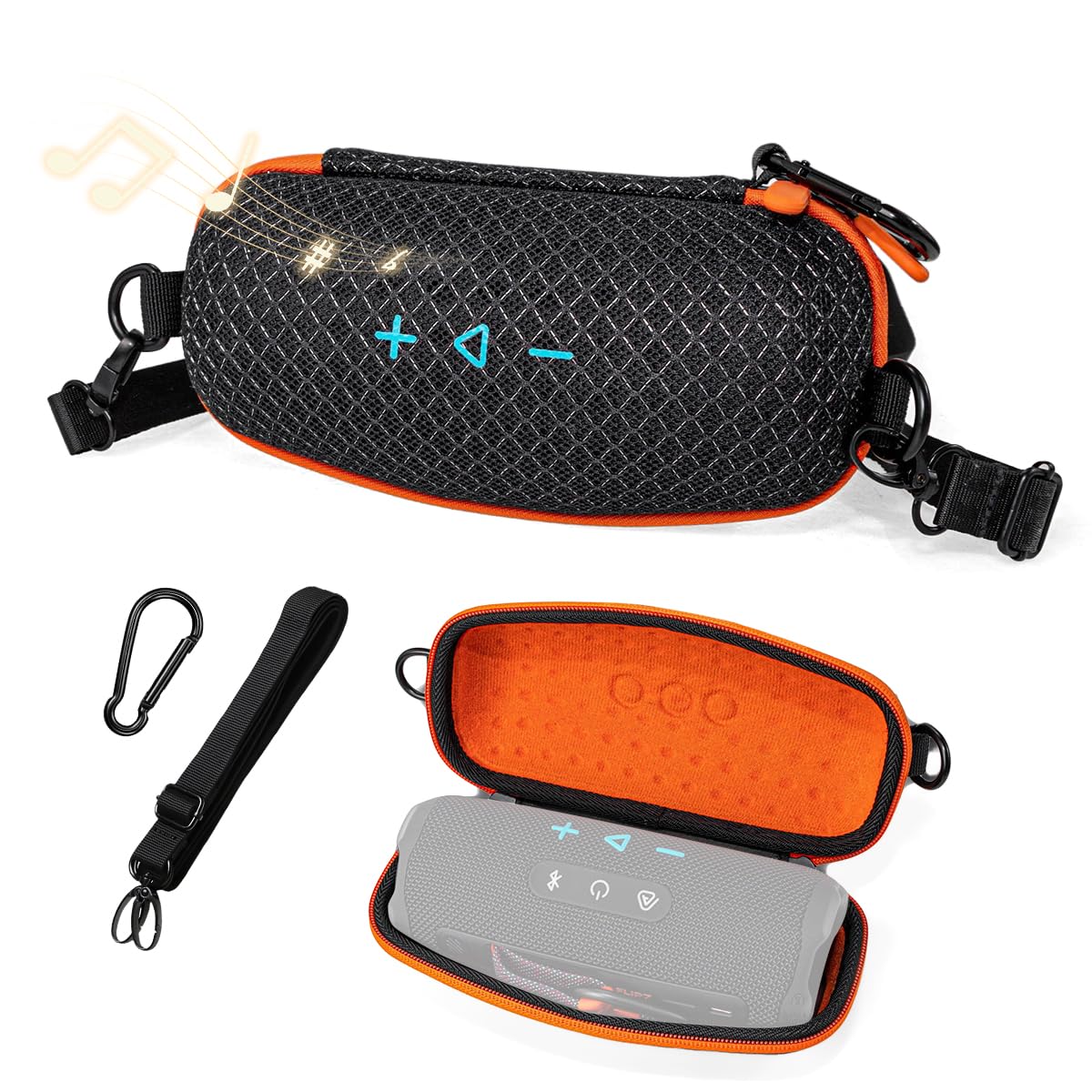 ZORBES® Compatible with JBL Flip 7 Charger Series Speakers EVA Hard Shell Carry Case, Waterproof Protective Storage Bag with Soft Velvet Lining, Zipper Closure & Shoulder Strap-picture-25