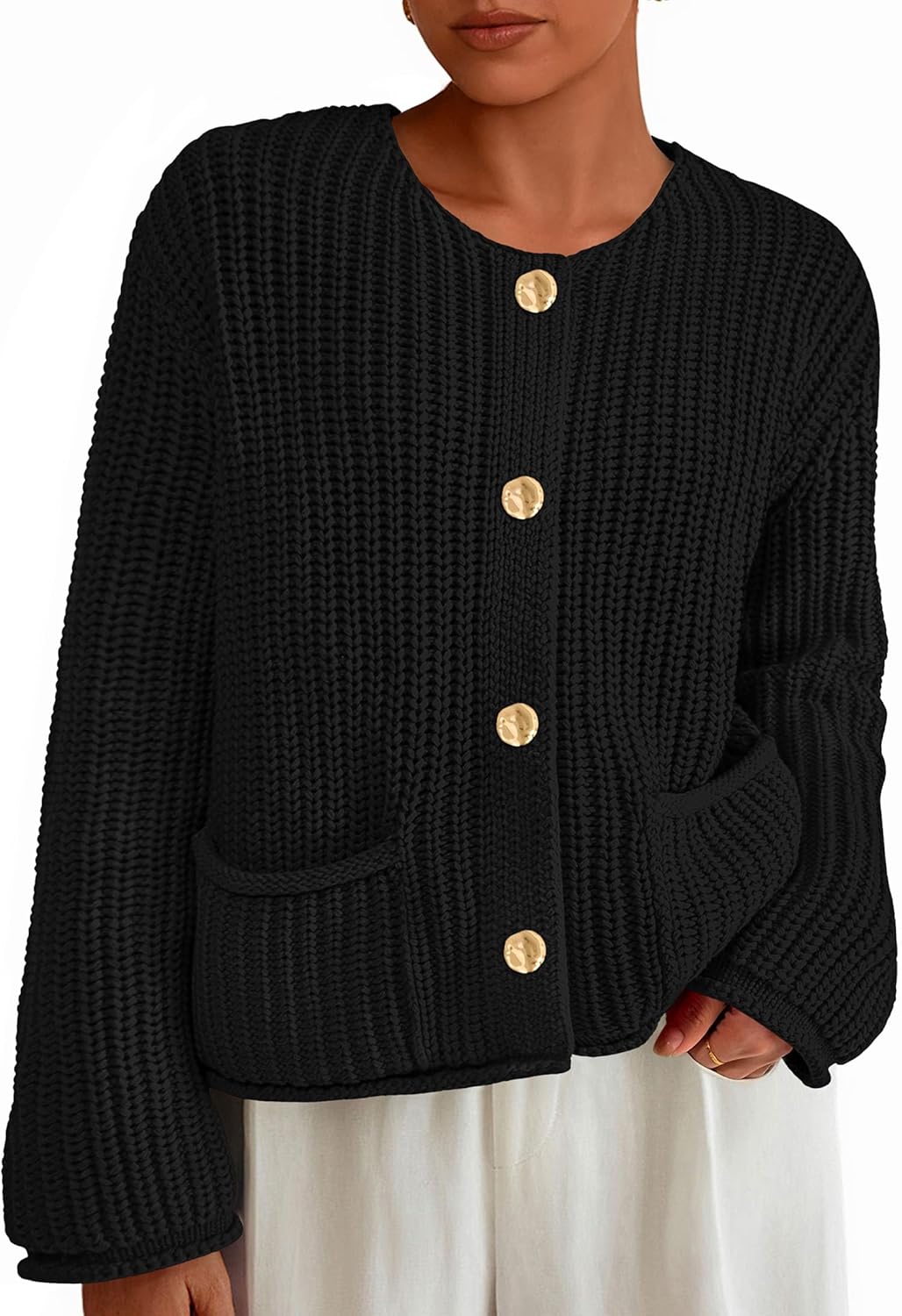 PRETTYGARDEN Cardigan Sweaters for Women 2025 Trendy Oversized Knit Chunky Button Cardigans Fall Winter Outfits with Pockets