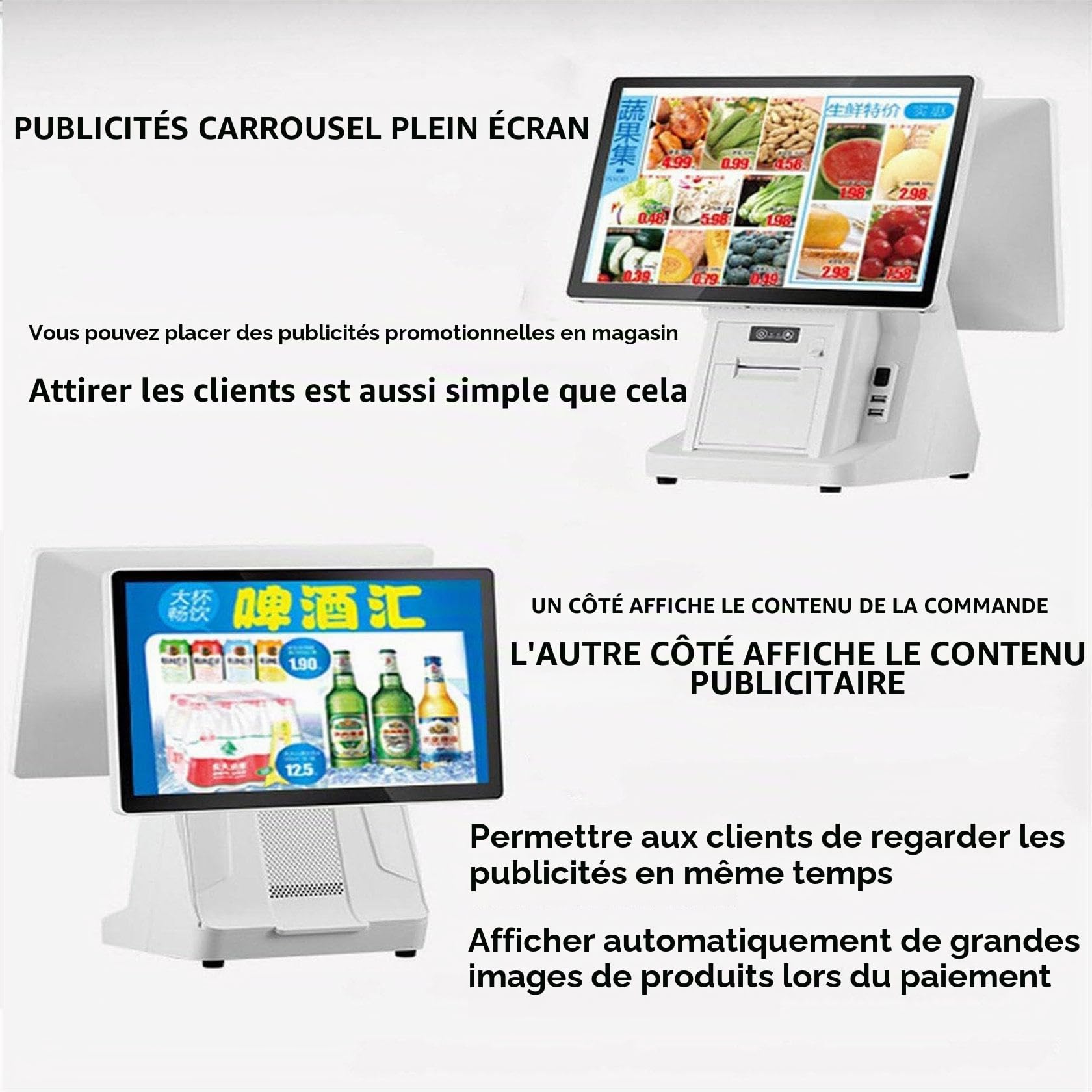 SystèMe POS, Caisse Enregistreuse POS, Caisse Enregistreuse avec ÉCran Tactile 20.4", 8 Go de Ram, 128 Go de Ssd, Windows, pour Petites Entreprises et Restaurants