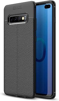 Microsonic Samsung Galaxy S10 Plus i in K l f Deri Dokulu Silikon Siyah [Galaxy S10 Plus ile Uyumlu K l f - Siyah]