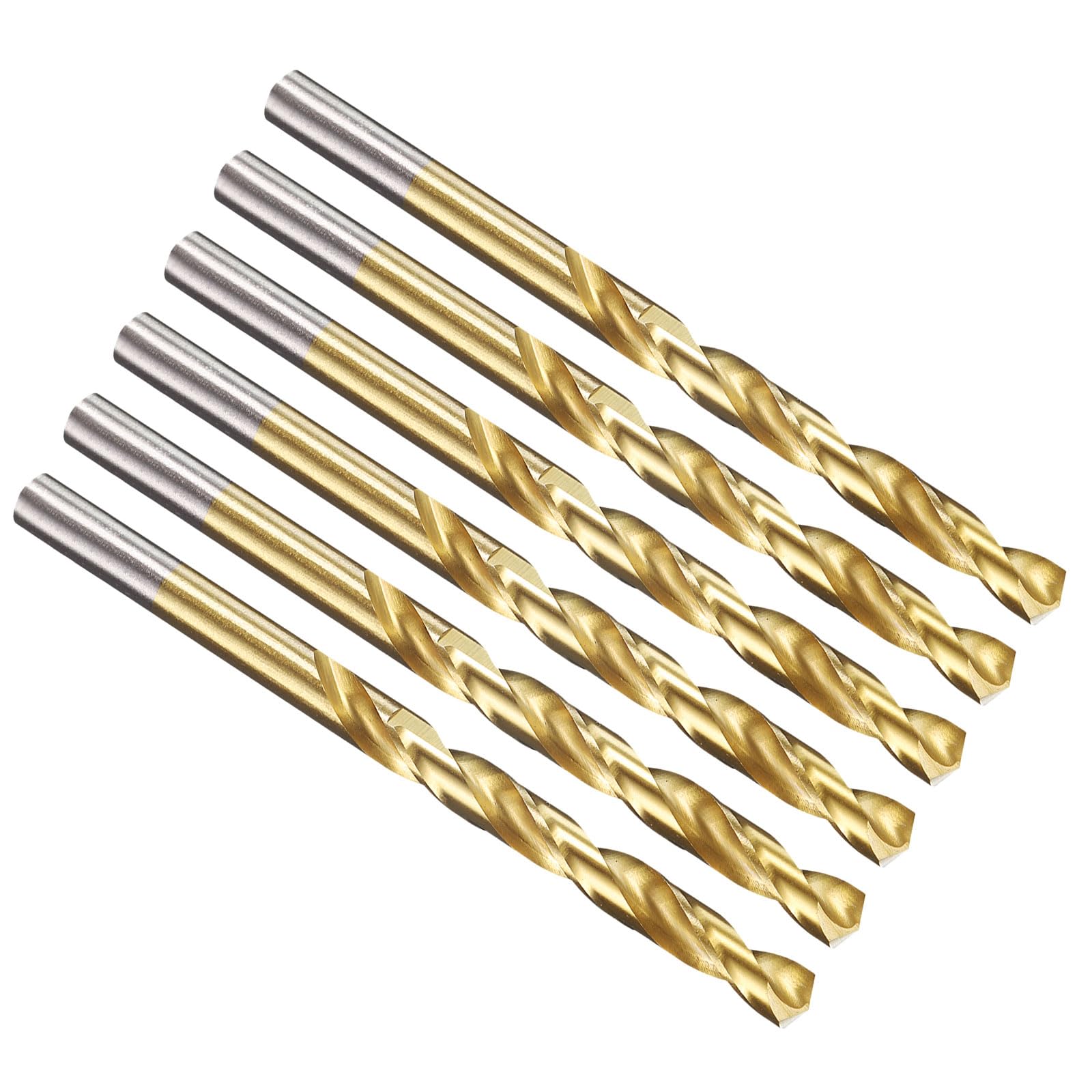 PATIKIL 7mm Drill Bit, Jobber Straight Shank M2 High-Speed Steel 135° Titanium Nitride TiN Coated for Stainless Steel Hard Metal - 6 Pack