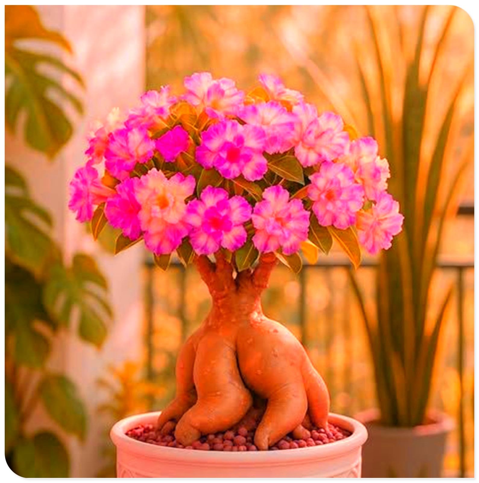 Sottile-Naturale-Rizoma di rosa del deserto -Robusta-Rosa del Deserto Rara-Compatta-Elegante-5 Bulbi-B