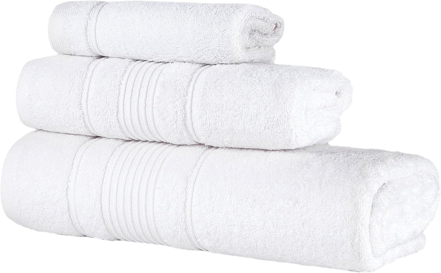 Qute Home Personalized Custom 3-Piece Towel Set – Bath, Hand & Washcloth – 100% Cotton, Soft & Absorbent – Embroidered Name or Monogram – Hotel Towels for Bathroom, Spa, Hotel, Wedding & Gift – White - Image 5