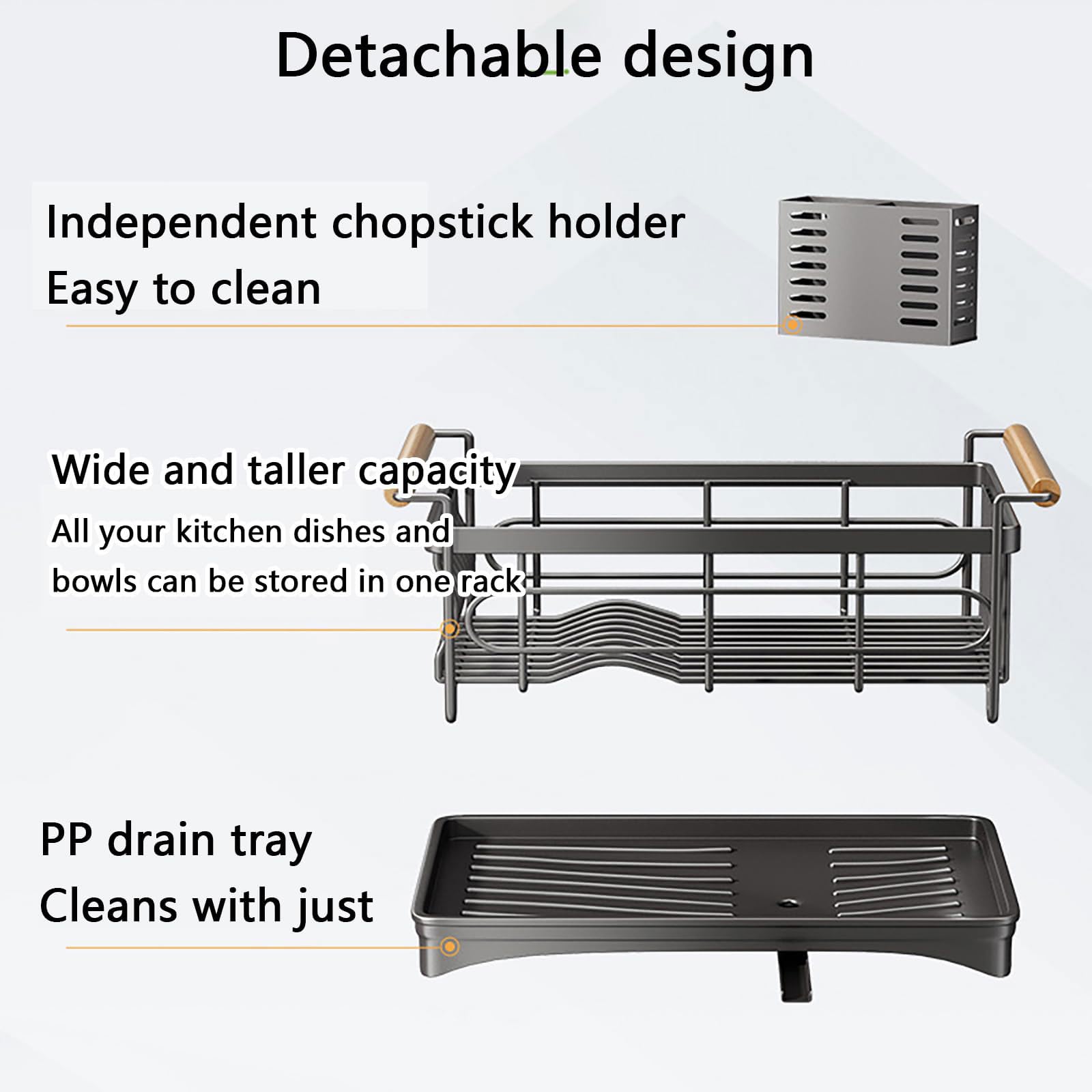 Escurridor de platos 46*31*23CM Escurreplatos Acero Inoxidable Cocina con Bandeja Recogegotas y Portacubiertos Secador Boquilla Giratoria 360° Ahorra Espacio Secaplatos para Encimera de Cocina