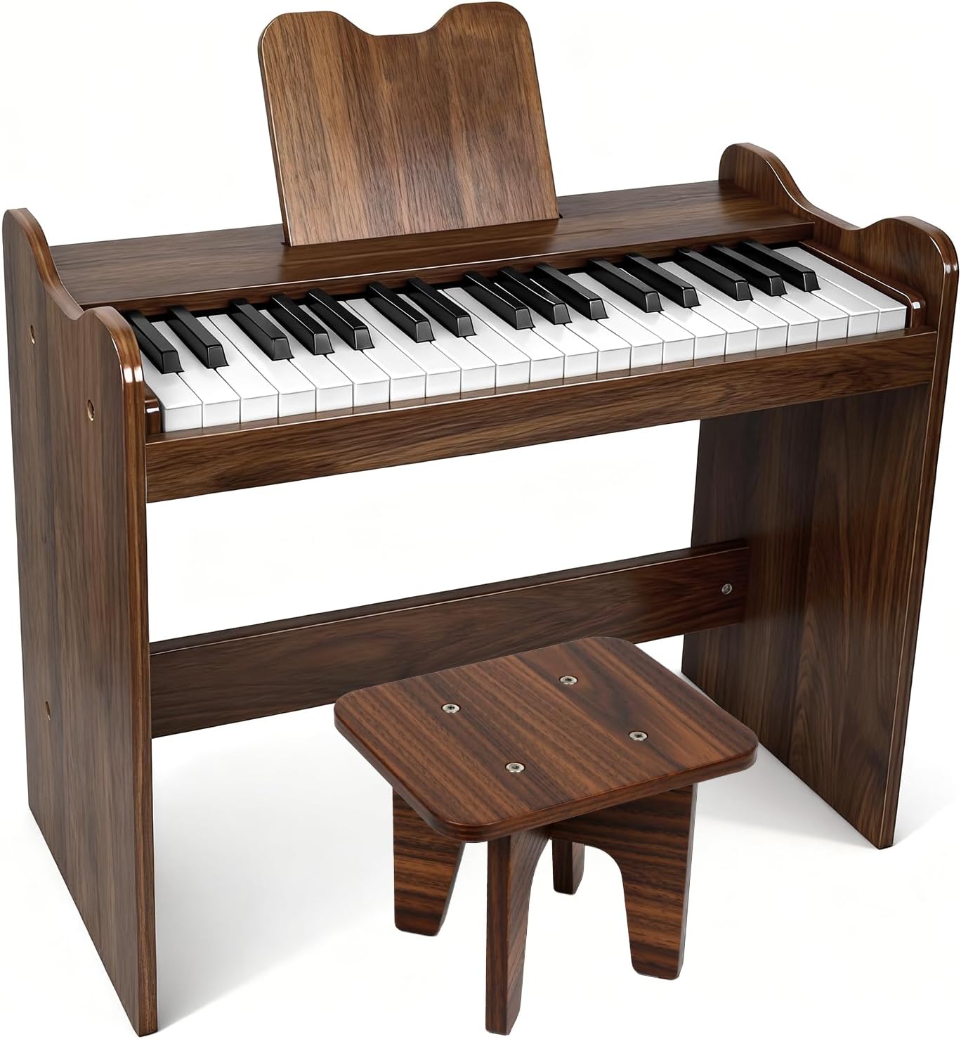 Kids Piano Keyboard, 37 Keys Digital Wood Piano with Stool Musc Stand Toddler Music Educational Instrument Toy, Xmas Birthday Gifts for 3+ Girls Boys