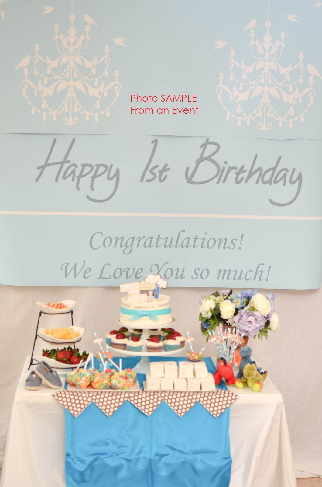 3ft x 6ft Happy 1st Birthday Party BANNER & SIGN A & B