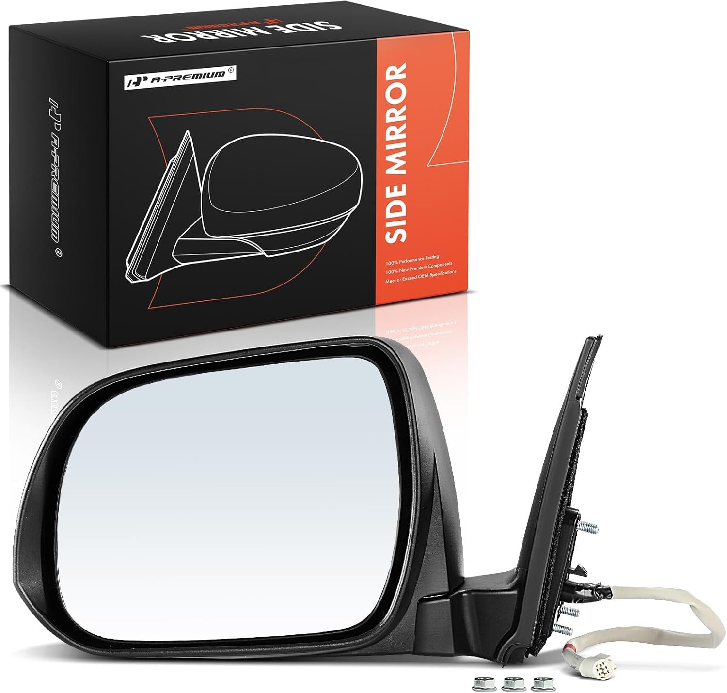 A-Premium Driver Side Power Door Mirror Compatible with Toyota Highlander 2008-2013 - Heated Manual Folding Black Outside Rear View Mirror - Replace# 8794048301, 879400E071