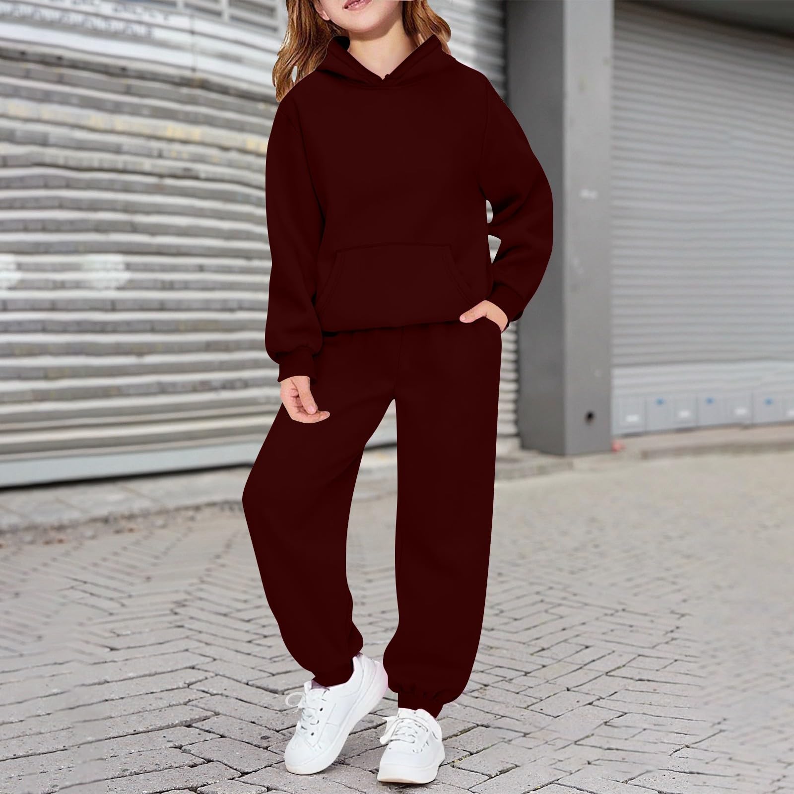 Conjunto completo de chándal para niñas y niños, sudadera de manga larga y pantalones deportivos de 2 piezas, ropa deportiva para adolescentes