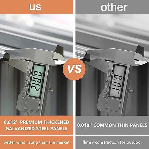 Miniatura 3 de VEIKOU Cobertizo de almacenamiento de metal de 10 x 10 pies con acero galvanizado grueso, puerta con cerradura, rejillas de ventilación, cobertizo