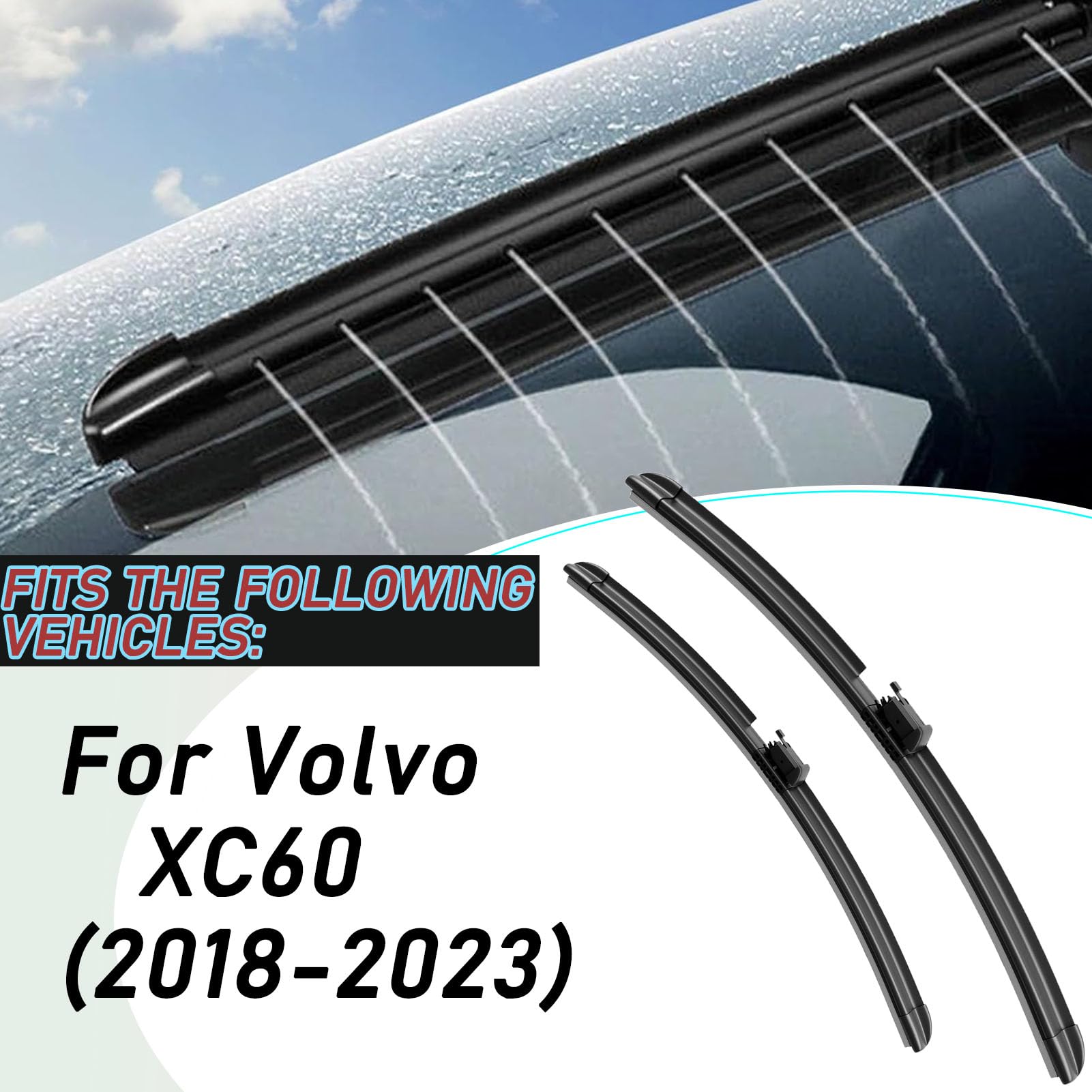 Spazzole Tergicristallo per Modelli Volvo Xc60 (2018-2023) con Funzione di Spruzzo d'Acqua Sostituzione Spazzole Tergicristallo Anteriori da 26+19 Pollici, Accessori per Pioggia E Neve