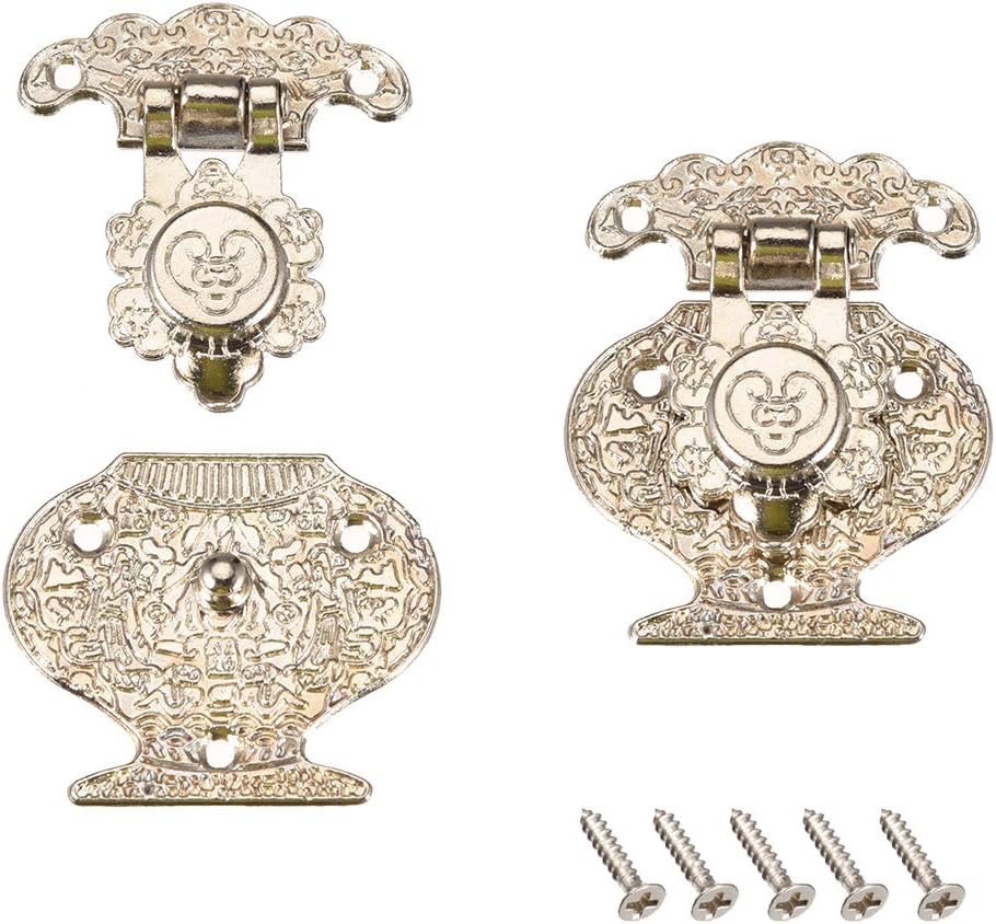 uxcell 2 Sets Wood Case Chest Box Rectangle Clasp Closure Hasp Latches Silver Tone 47 x 38mm