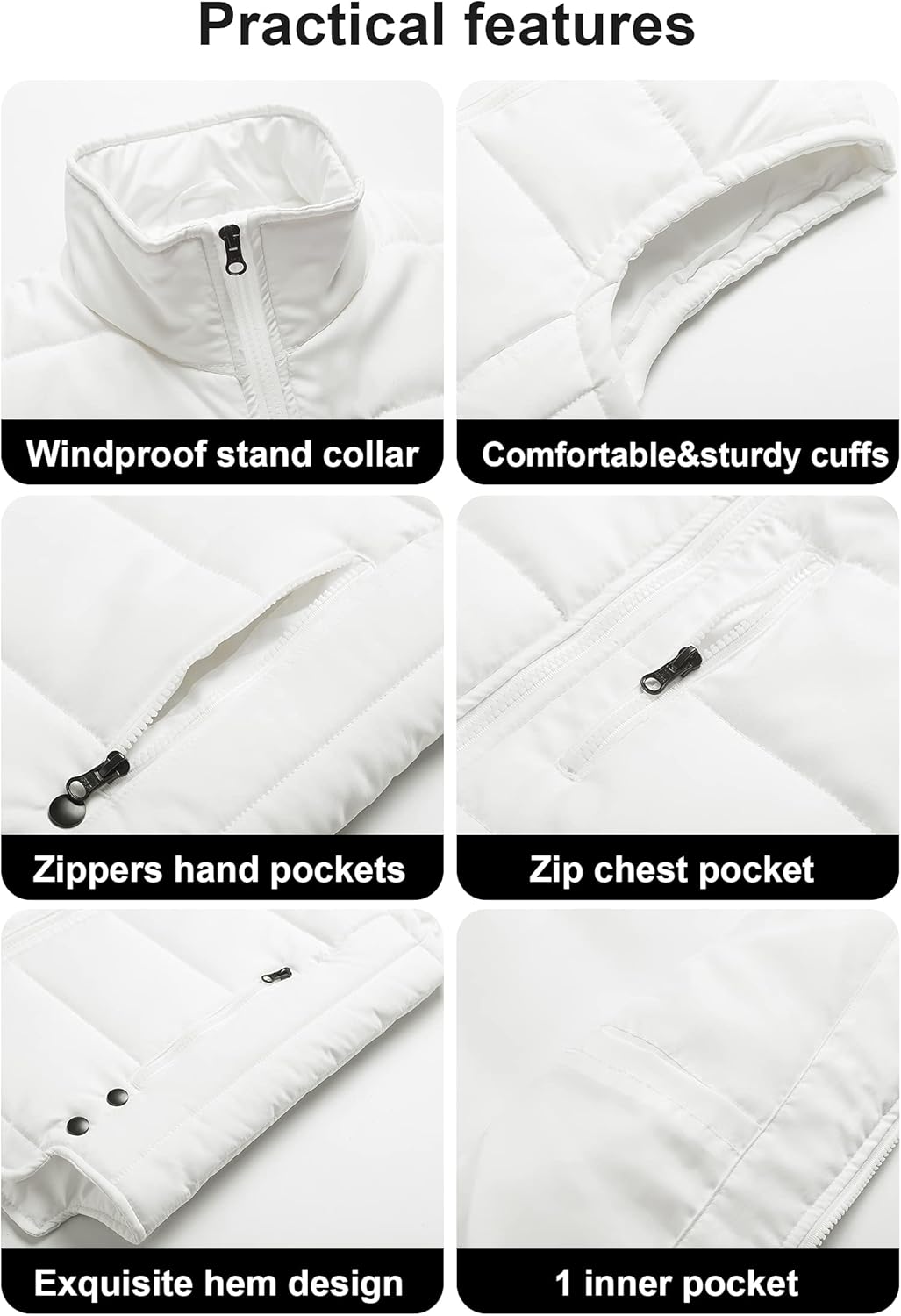 Chrisuno Men's Lightweight Winter Puffer Ski Vest Jacket Packable Outerwear - Image 6