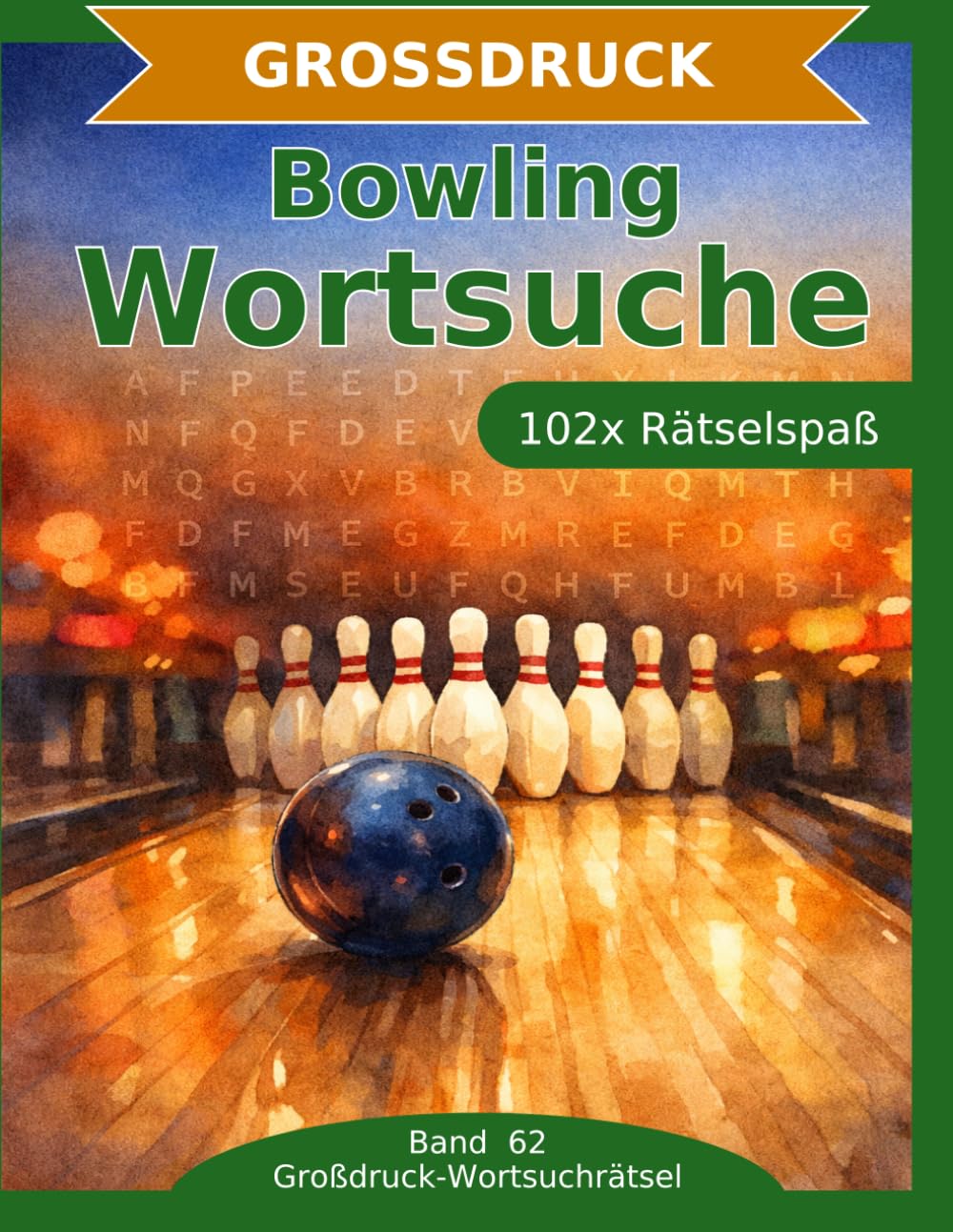 Bowling — Wortsuche in Großdruck: 102 Wortsuchrätsel mit extra großer Schrift | Gehirnjogging Bowling | Geschenkidee für Oma & Opa